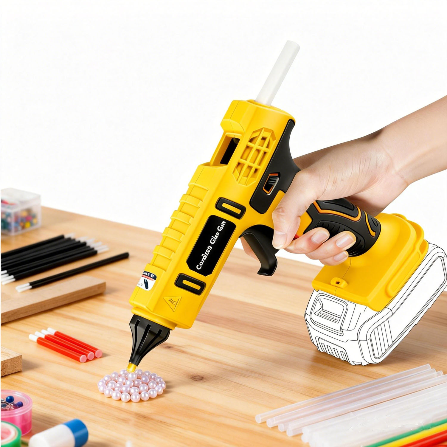 Hot Melt Glue Gun Cordless - Беспроводной клеевой пистолет мощностью 100 Вт