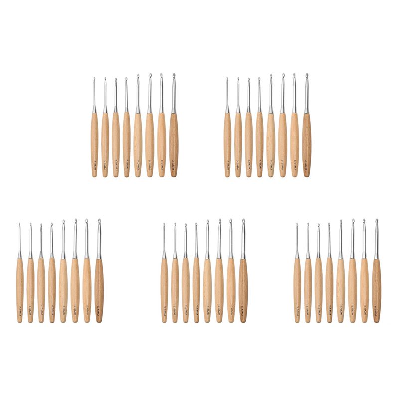 Wooden Crochet Hooks Ergonomic Handle - ABJI – набор из 40 деревянных