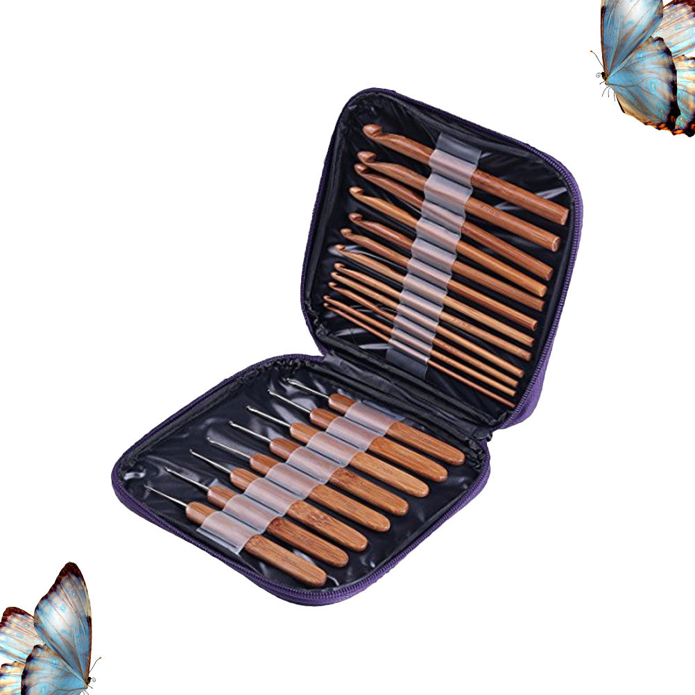 Wooden Crochet Hooks Ergonomic Handle - 1 комплект бамбуковых крючков для вязания,