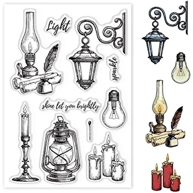 Clear Silicone Stamps For Card Making - Винтажные светильники, силиконовые прозрачные штампы, свечи