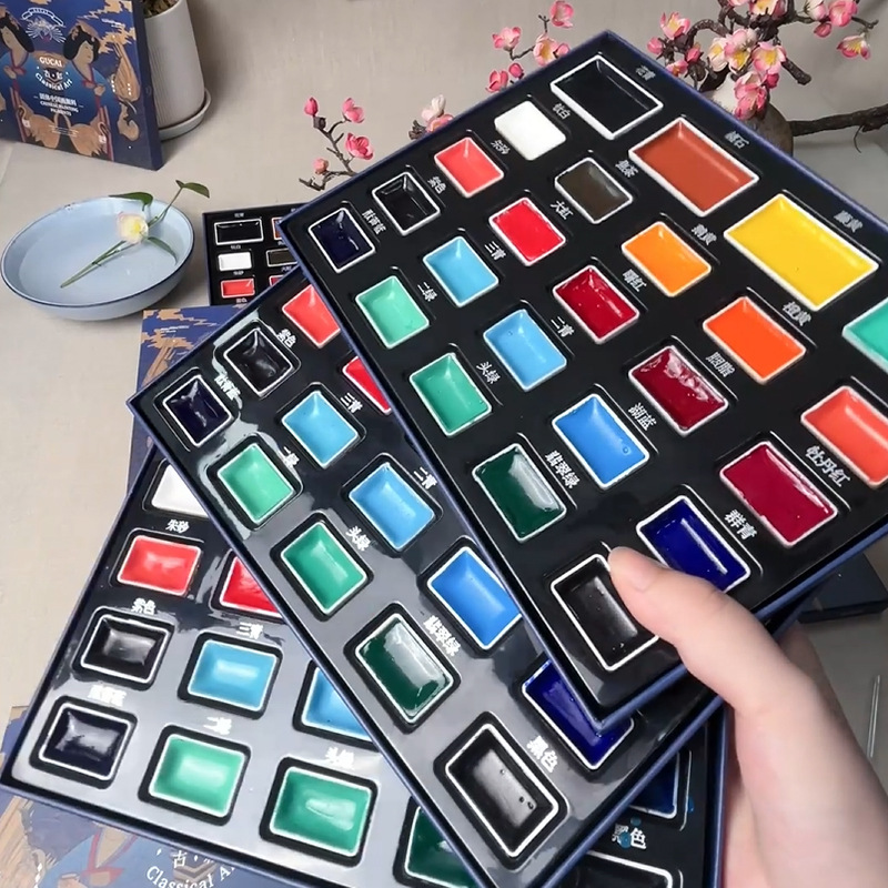 24-цветный набор однотонных пи – обзор и цена Watercolor Paint Set Solid Pigment